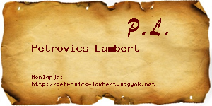 Petrovics Lambert névjegykártya